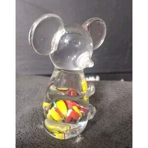 Vintage glass Koala paperweight with colorful Flowers inside Beautiful Piece